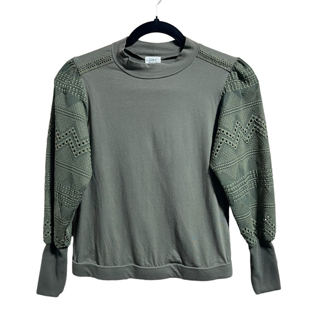 Anthropologie Tiny Petites Helen Mock Neck Eyelet Top Women’s Size XSP